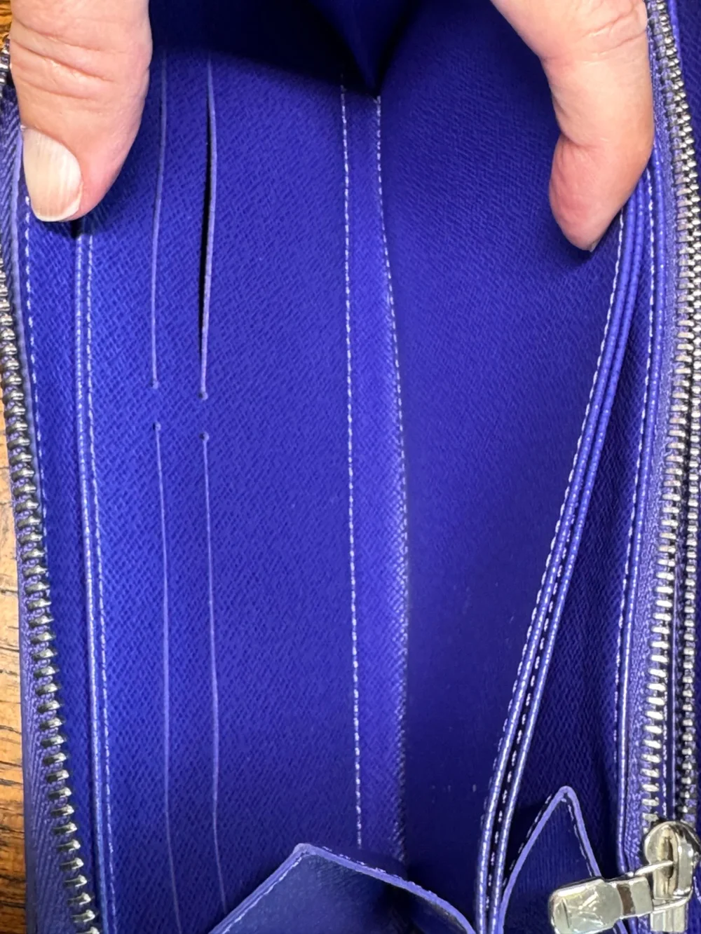 Louis Vuitton Purple Epi Leather Zip Wallet w/COA and Dust Bag - EUC